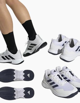 adidas Mens Adidas Mens Trainers Game Court 2 M Lace up Tennis Shoes Womens Running Sneakers - Black - Size: 8.5