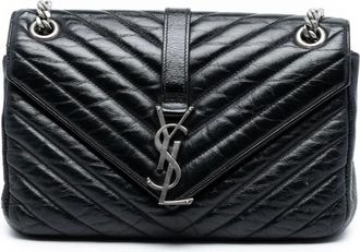 Saint Laurent Pre-owned Shoulder Bags, female, Black, Size: ONE SIZE Pre-owned Quilted Leather Shoulder Bag