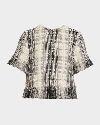 Akris Raw Cotton Tweed Boxy Blouse