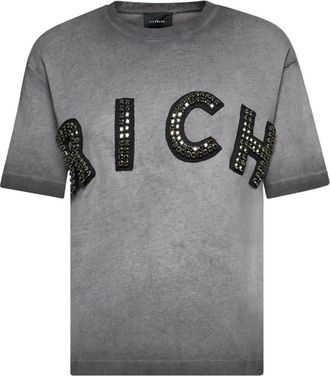 John Richmond T-shirt met letterapplicatie - Dames - T-shirts - Grijs - M - Katoen - Tops