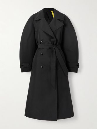 Moncler + Edward Enninful Trench Doppiopetto In Shell Con Cintura Zake - Nero