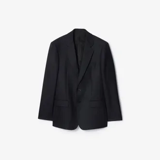 Burberry Check Wool Tailored Jacket, Size: 38