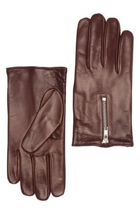 Portolano Faux Leather Cashmere Lined Gloves in Castagna Chestnut at Nordstrom Rack, Size X-Large