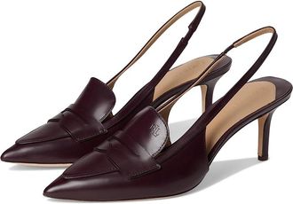 Lauren Ralph Lauren Khloe Leather Slingback Loafers Pumps Womens Shoes Dark Garnet : 9.5 B - Medium