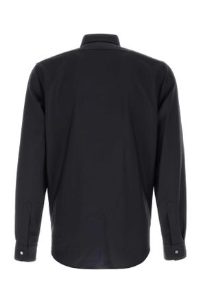 Jil Sander Mens Midnight Blue Wool Blend Shirt 402 Exterior: Virgin Mohair Camicie