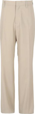 Ferragamo Mens Stitched Wide Leg Trousers In Bone