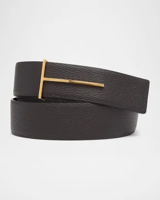 Tom Ford Men & apos;s Reversible Leather T-Buckle Belt