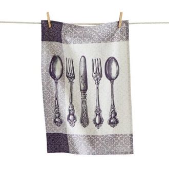 Tag Flatware Bold Artwork Dishtowel Purple Multi Cotton Everyday at Nordstrom