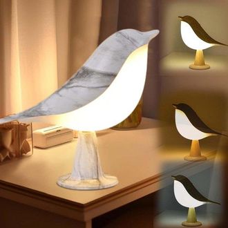 OEM L&aacute;mpara De P&aacute;jaro, L&aacute;mpara Recargable Con Forma De P&aacute;jaro, Luz Nocturna Recargable Para Ni&ntilde;os, Con Sensor T&aacute;ctil, Mesita De Noche, M&aacute;rmol