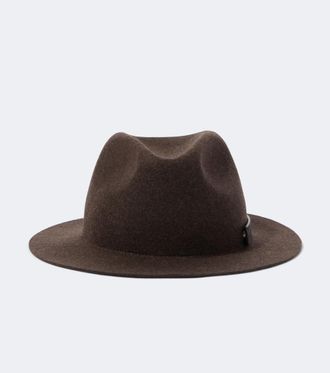 Ermenegildo Zegna Leather-trimmed wool fedora