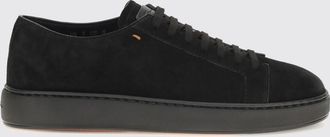Santoni Sneakers basse in pelle di vitello scamosciata con logo impresso