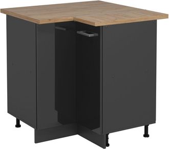 Vicco Armario De Esquina R-line, Antracita Alto Brillo, 75.6 Cm, Et Roble