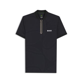 BOSS Bodymapping-jersey slim-fit polo shirt with zip neck