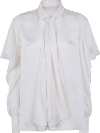 sacai Satijnen Blouse - Dames - Blouses - Beige - M - Satijn - Overhemden
