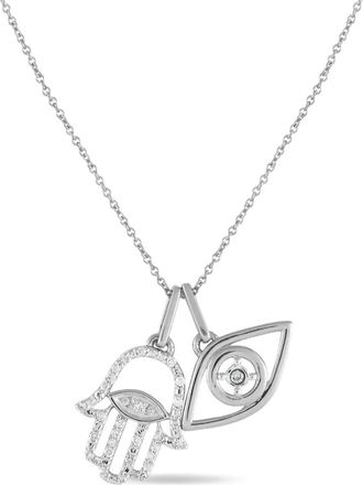 Luxury Bazaar Collana in oro bianco 14 carati con diamanti - Argento