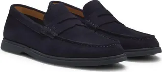BOSS Suede loafers with logo penny trim