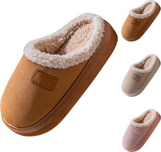 Generic Womens Ladies Faux Fur Lined Slip On Comfy Warm Winter Slippers Mules Womens Fleece Slippers Chunky Indoor Shoes Anti Slip Home Sliders Memory Foam Ho