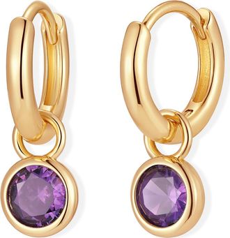 Brook & York Matilda Birthstone Huggie Hoop Earrings in Gold/feb at Nordstrom