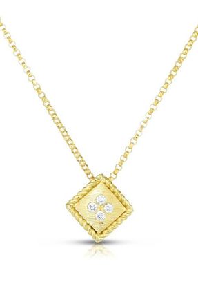 Roberto Coin Palazzo Ducale Diamond Pendant Necklace in Yellow Gold at Nordstrom, Size 18 In