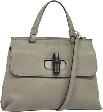 Gucci Pre-owned Handbags, female, Gray, Size: ONE SIZE Pre-owned Leather Handbag