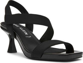 Anne Klein Justin Kitten Heel Sandal in Black Stretch at Nordstrom, Size 8.5