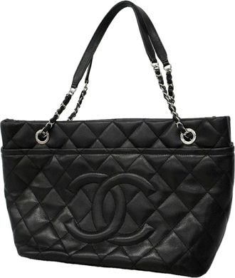 Chanel Black Grained Calfskin Tote Bag (Pre-Owned)