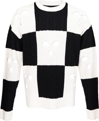 Mostly Heard Rarely Seen checked cut-out wool jumper - men - Wool - M - Black