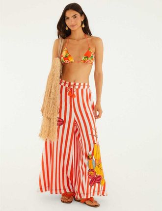 Farm Rio Farm Rio Womens Embroidered Rope Detail Pants in Fruit Garden