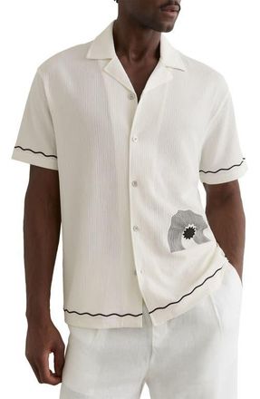 Reiss Solano Camp Shirt in White at Nordstrom, Size Xx-Large
