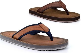 Generic Mens Flip Flops Mens Sandals Beach Sandals Summer Sandals Boys Sandals Mules Faux Leather Sandals Toe Post Sandals Thong Sandals Brown/Tan 11 UK