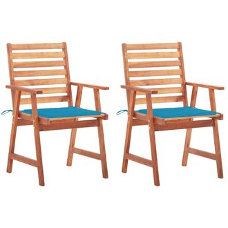 vidaXL Vidaxl - Sillas Comedor De Jard&iacute;n Y Cojines 2 Uds Madera Maciza Acacia