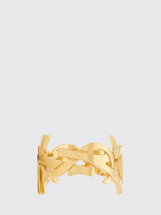 Saint Laurent Anello a fascia Cassandre in ottone con monogramma YSL