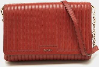 DKNY Dkny Brown Brique Quilted Leather Gansevoort Flap Shoulder Bag