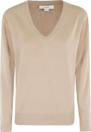 Vince Weekend V-hals - Dames - Cashmere truien - Bruin - M - Kasjmier - Truien & Vesten