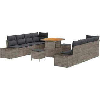 vidaXL Vidaxl - Conjunto De Sof&aacute; De Jard&iacute;n 11 Pcs Gris 80 X 80 X 71 Cm