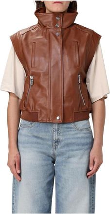 Pinko Pinko, Dames, Jassen, Bruin, Maat: 2XS Leer