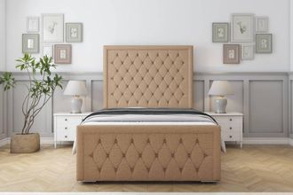 Sloomy Monroe Dumfries Bed Frame With 50 Upholstered Headboard in Light Brown | Size: King