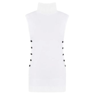 Giorgio Armani Turtlenecks, female, White, Size: S Virgin Wool Mock Neck Top