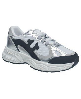 True Religion Dreezy Chunky Logo Sneaker in Black Silver at Nordstrom, Size 10