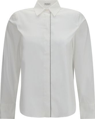 Brunello Cucinelli Womens Shirt Stretch Cotton Poplin White