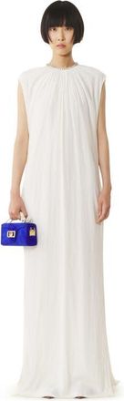Lanvin White Embroidered Dress In Charmeuse at Nordstrom, Size 42 Uk