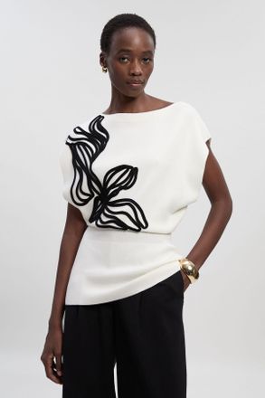 Karen Millen Womens Placed Cornelli Knitted Top - White Viscose - Size X-Small