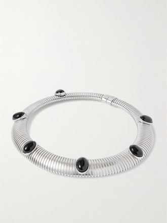 Julietta Choker In Metallo Rodiato Con Onice Celeste - Argento