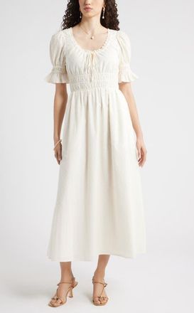 Chelsea28 Smocked Waist Maxi Dress in Ivory Pristine at Nordstrom, Size Xx-Large