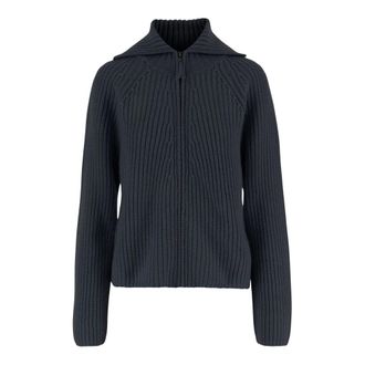 Allude Truien & Vesten, Dames, Blauw, M, Wol, Navy Wol Kasjmier Rits Trui