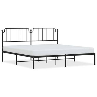 Berkfield Home Metal Bed Frame with Headboard Black 193x203 cm