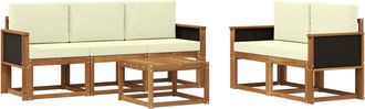 vidaXL Conjunto De Sof&aacute;s De Exterior 6 Uds. Natural Y Crema Vidaxl