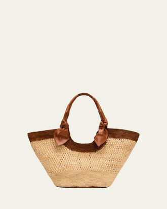 Hereu Fonol Bicolor Crochet Raffia Tote Bag