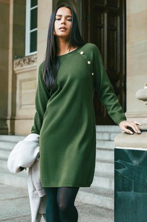 Roman Button Detail Knit Dress