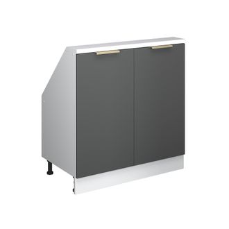 Vicco Armario De Cocina Para Techo Inclinado R-line, Antracita-oro/blanco, 80 Cm Con 2 Puertas, Vicco